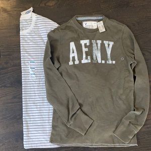 NWT AEO Heritage Thermal shirt Sz M & Old Navy Tee